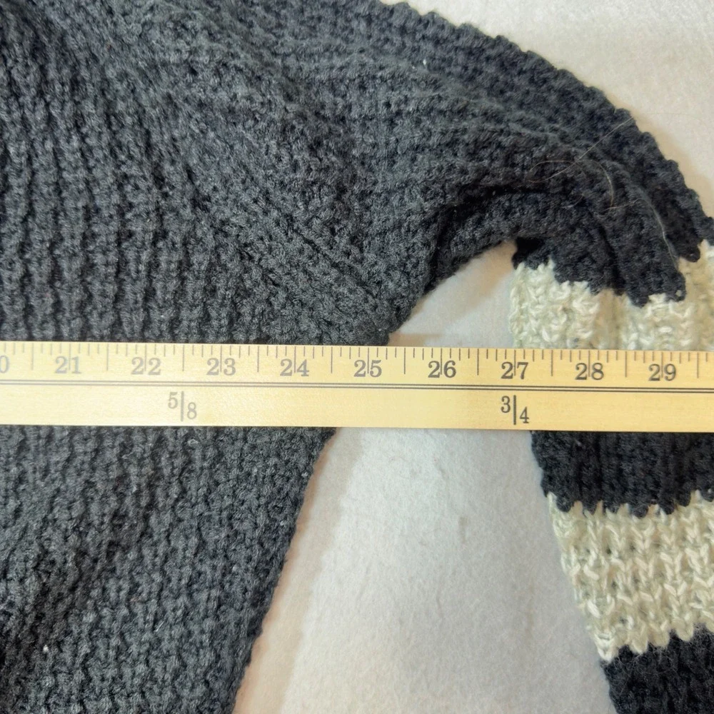 Rue21 Cardigan Womens XL Black White Excellent Striped Open Front Waffle Knit